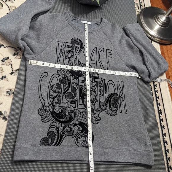 Versace Collection Gray Crewneck Sweatshirt with Black Graphic Logo - Picture 4 of 13